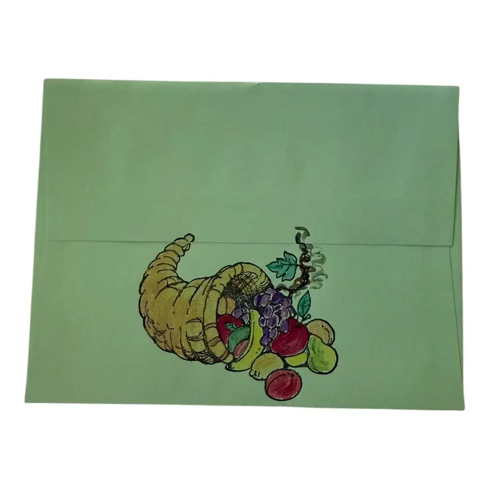 Handmade Fall Thanksgiving Holiday Pumpkin Green Greeting Card